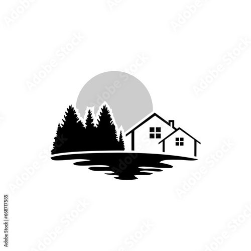 lakehouse logo design vector,editable and resizable EPS 10 photo