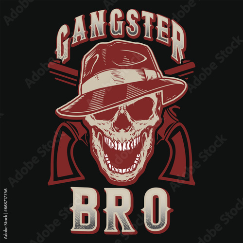 Gangster bro vintage graphics tshirt design