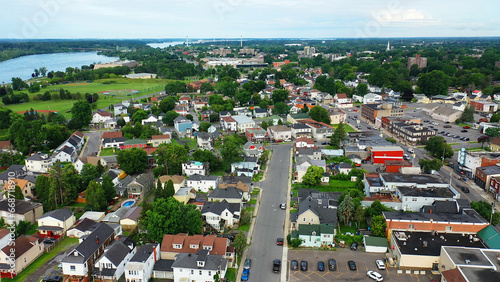 Aerial scene of Cornwall, Ontario, Canada in summer