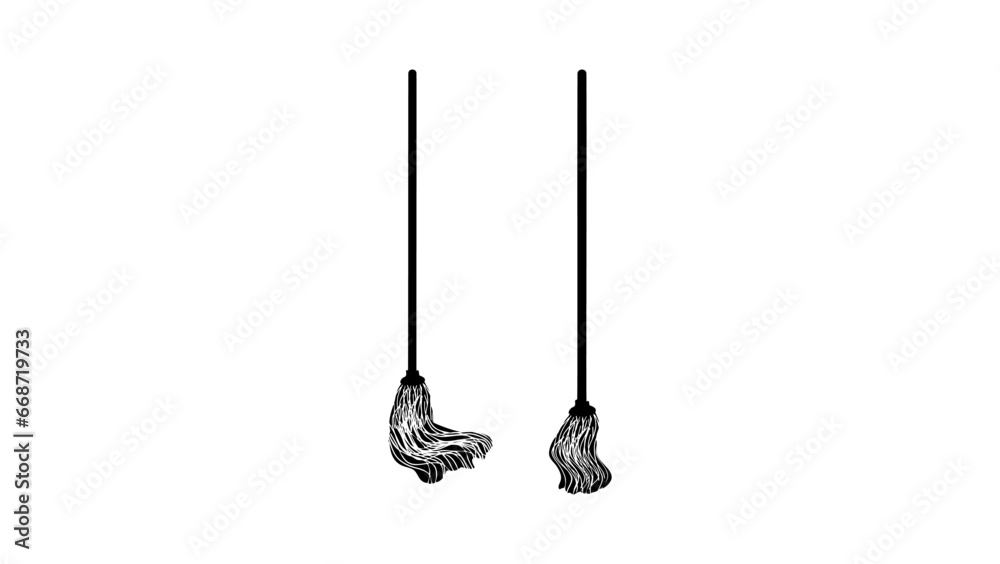 mop, black isolated silhouette mop, black isolated silhouette