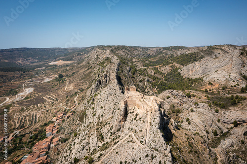 Aerial view of the Templar castle of Castellote