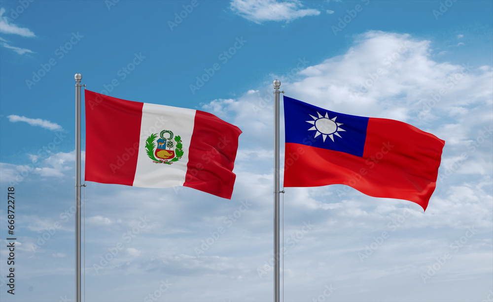 Taiwan and Peru flags, country relationship concept Taiwan and Peru flags, country relationship concept