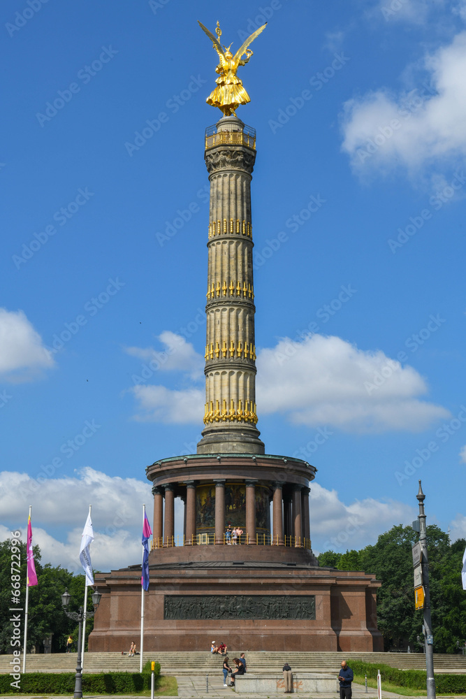 View at victory column on Berlin in Germany
