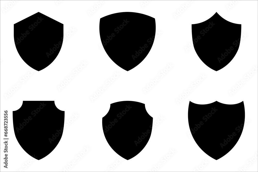 Collection of shield icon vector template isolated on white background - obrazy, fototapety, plakaty 