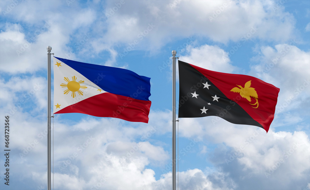 Papua New Guinea and Philippines flags, country relationship concept Papua New Guinea and Philippines flags, country relationship concept