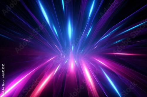 futuristic light rush, vibrant streaks creating an ethereal tunnel of glowing beams and abstract beauty. © Phanida
