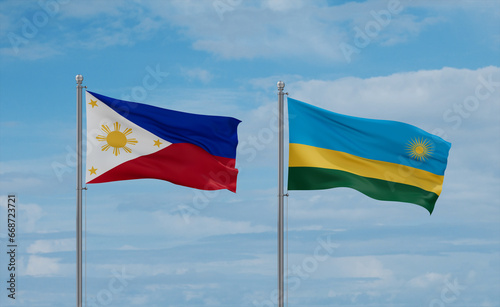 Rwanda and Philippines flags  country relationship concept