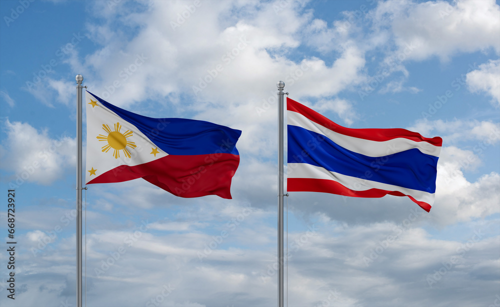 Thailand and Philippines flags, country relationship concept Thailand and Philippines flags, country relationship concept