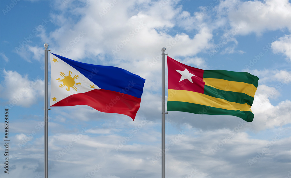 Togo and Philippines flags, country relationship concept Togo and Philippines flags, country relationship concept