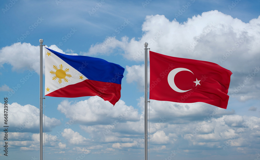 Turkey and Philippines flags, country relationship concept Turkey and Philippines flags, country relationship concept