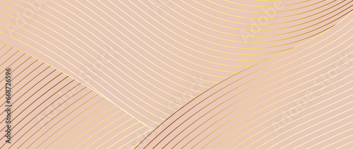 Luxury background vector. Golden curve line, gradient of golden lines on a light background. Design illustration for card, grand opening, party invitation, wedding, background.	