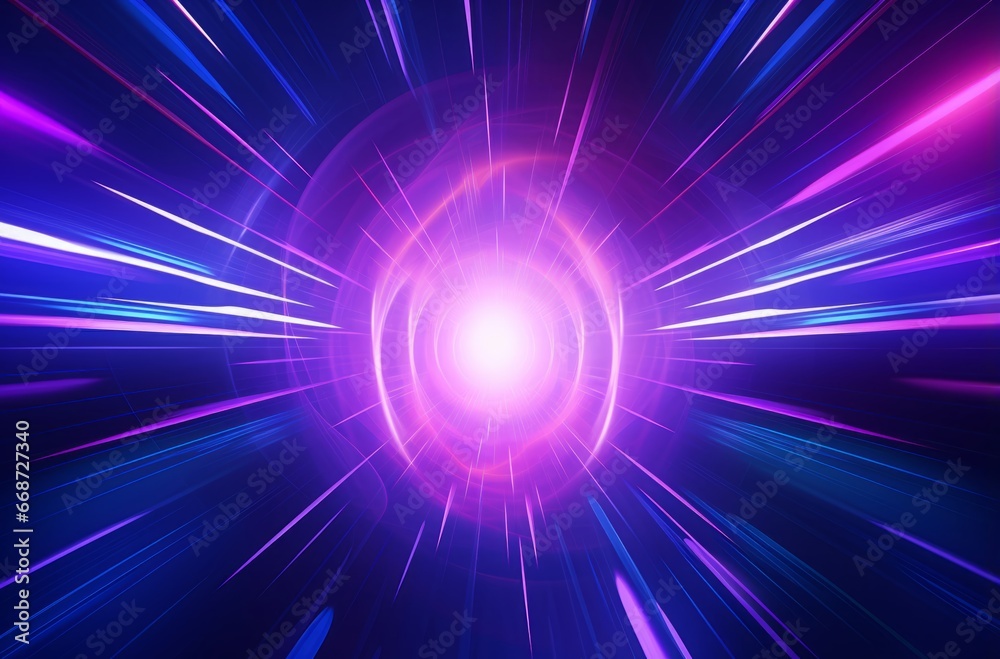 Fototapeta premium futuristic light rush, vibrant streaks creating an ethereal tunnel of glowing beams and abstract beauty.