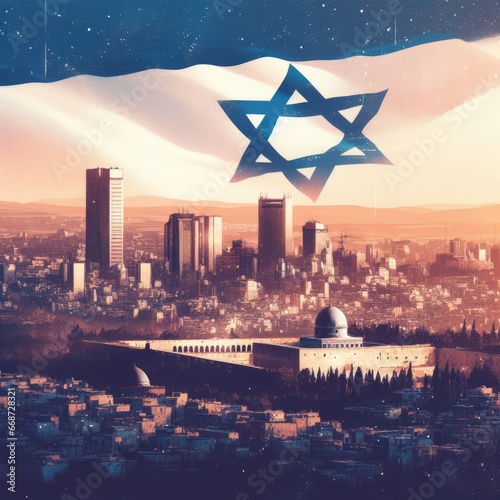 The war between Israel and Palestine Israel flag davids star symbol   war bombing israeli palestine photo