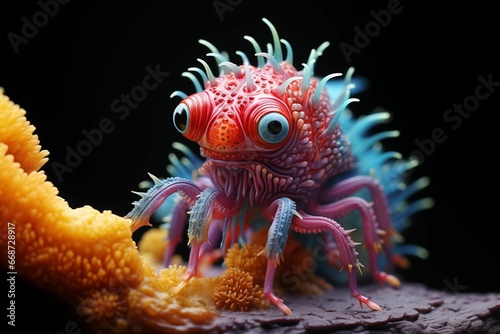 AI generated illustration of a brightly colored alien sea creature