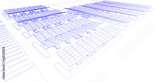 3D illustration of parking lot