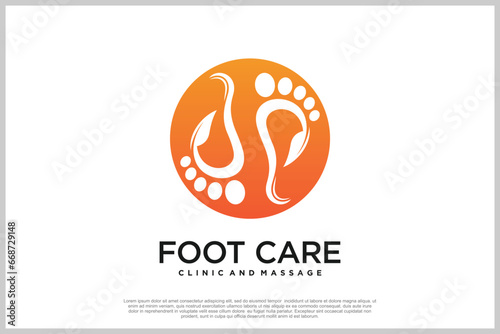 Reflexology logo design with podiatry and foot clinic unique concept Premium Vector