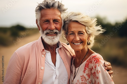 Happy caucasian senior couple in love. AI Generated.