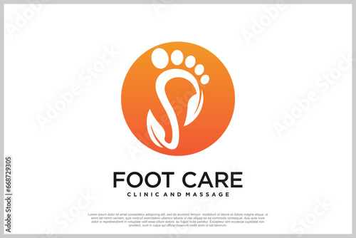 Reflexology logo design with podiatry and foot clinic unique concept Premium Vector