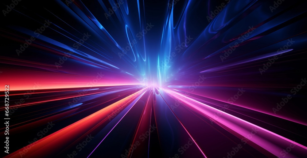 futuristic light rush, vibrant streaks creating an ethereal tunnel of glowing beams and abstract beauty.