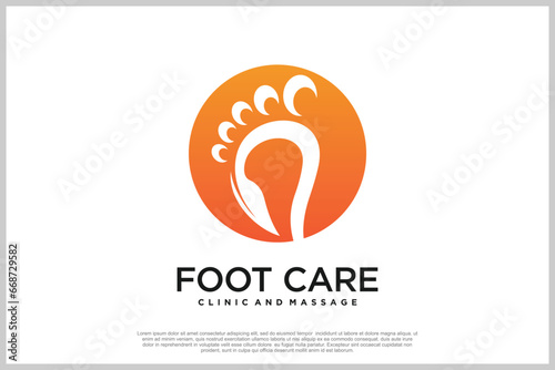 Reflexology logo design with podiatry and foot clinic unique concept Premium Vector