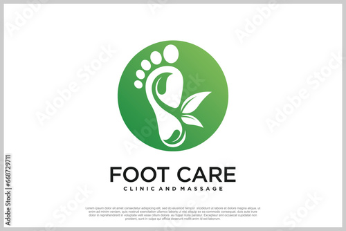Reflexology logo design with podiatry and foot clinic unique concept Premium Vector