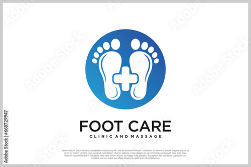 Reflexology logo design with podiatry and foot clinic unique concept Premium Vector