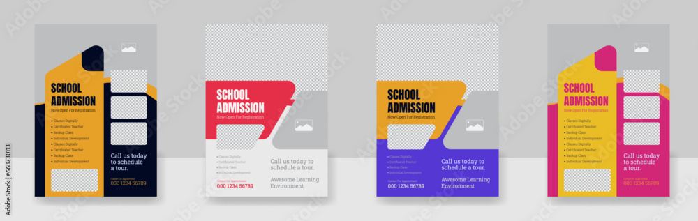education admission Flyer layout design, Kids back to school education flyer, vector illustration.
 - obrazy, fototapety, plakaty 
