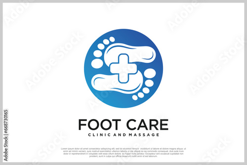 Reflexology logo design with podiatry and foot clinic unique concept Premium Vector
