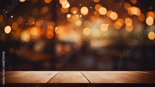 Blurred interior of a cafe with a focus on the table setup.