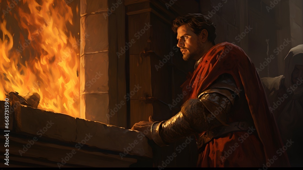Fototapeta premium person in the fireplace