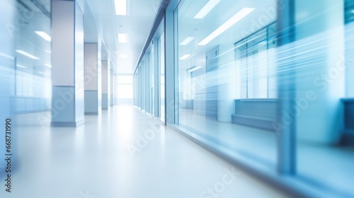 Blurred image of a hospital corridor.