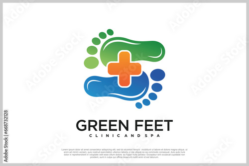 Reflexology logo design with podiatry and foot clinic unique concept Premium Vector