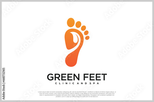Reflexology logo design with podiatry and foot clinic unique concept Premium Vector