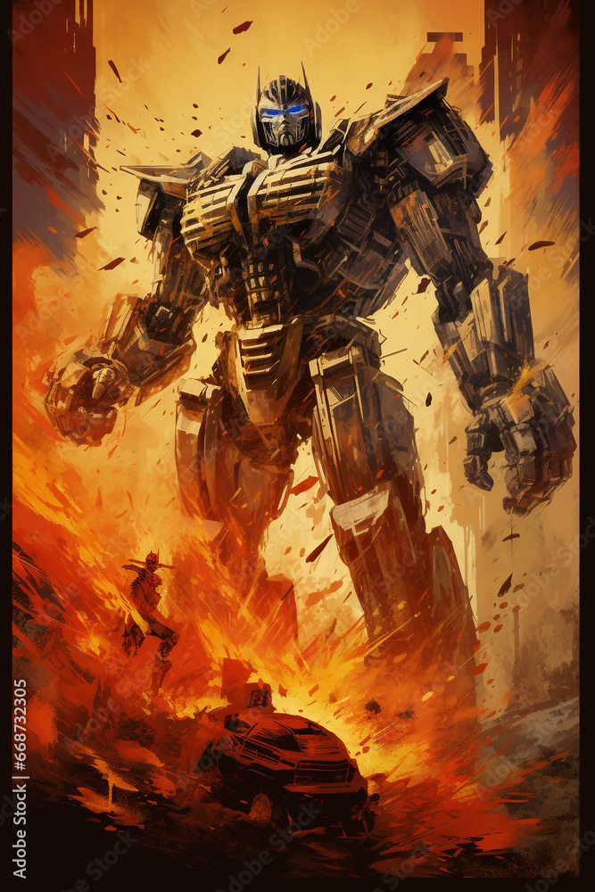 Big robot transformer paint style poster Big robot transformer paint style poster