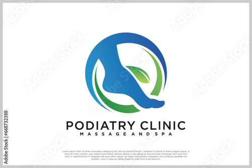 Reflexology logo design with podiatry and foot clinic unique concept Premium Vector