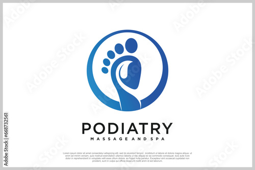Reflexology logo design with podiatry and foot clinic unique concept Premium Vector