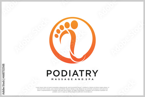 Reflexology logo design with podiatry and foot clinic unique concept Premium Vector