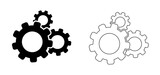 Cogwheels chaos brain. Cogwheel, gear mechanism settings tools. Fun drawing vector gears person icon or sign. Service cog brain pattern or template banner. Think big ideas.