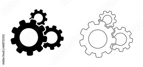 Cogwheels chaos brain. Cogwheel, gear mechanism settings tools. Fun drawing vector gears person icon or sign. Service cog brain pattern or template banner. Think big ideas. photo