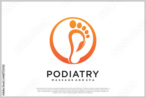 Reflexology logo design with podiatry and foot clinic unique concept Premium Vector
