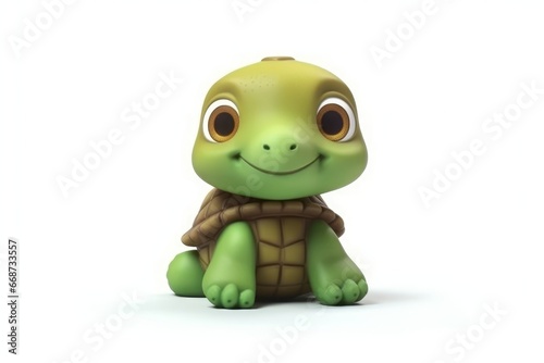 Adorable kawaii turtle with a friendly expression on white background. AI generated