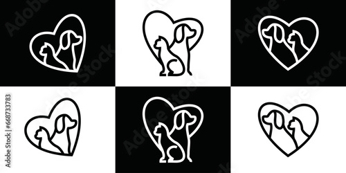 dog and cat logo design. pet care logo vector illustration. pet care logo symbol