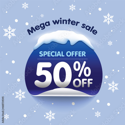 Mega winter sale discount offer unit sticker