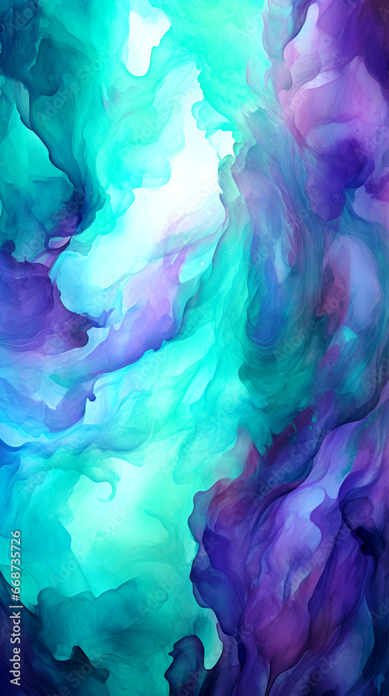 Discover a modern artwork duo featuring striking emerald green and deep purple abstract patterns, ideal for digital designs.