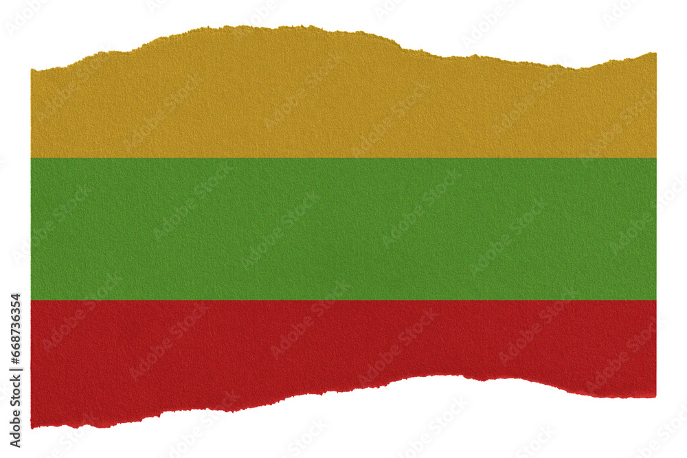 Obraz premium Lithuania country flag on torn paper