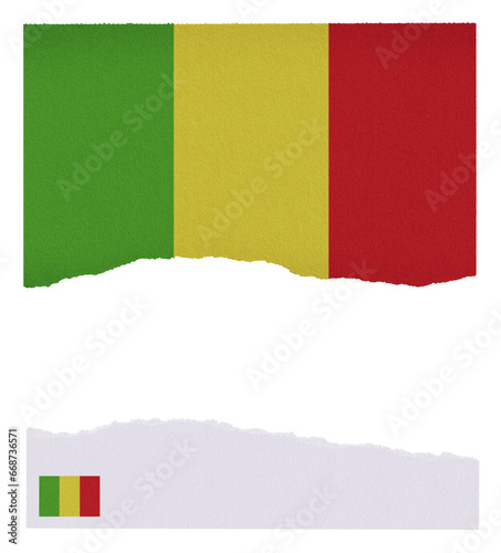 Mali flag isolated on torn paper