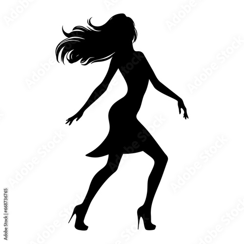 Woman dancing silhouette. Vector illustration