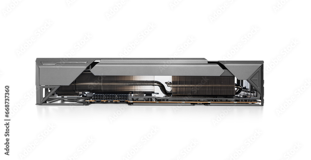 Powerful graphic video card of a personal computer isolated on a white background. Powerful graphic video card of a personal computer isolated on a white background.
