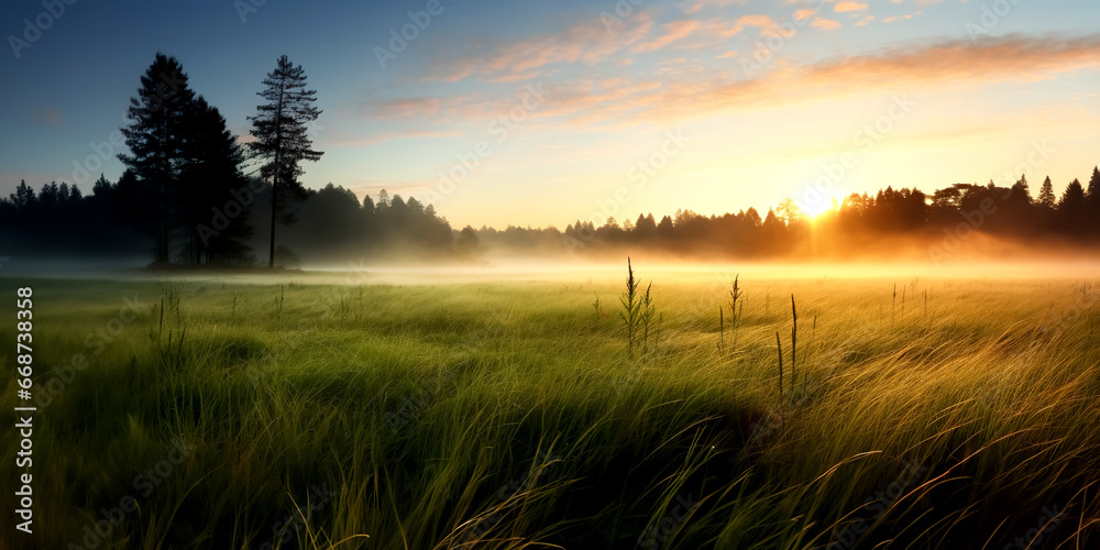 Summer landscape with morning light