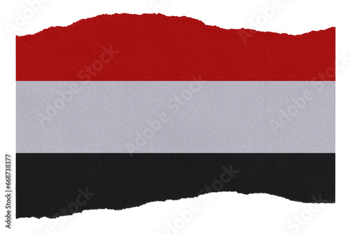 Yemen flag on torn paper